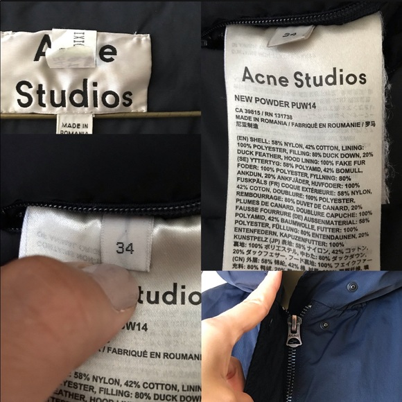Acne Studios Navy Blue New Powder Down  Parka 34 - Picture 8 of 8